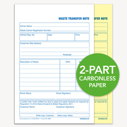 Waste Transfer Note, A5, Duplicate (69660)