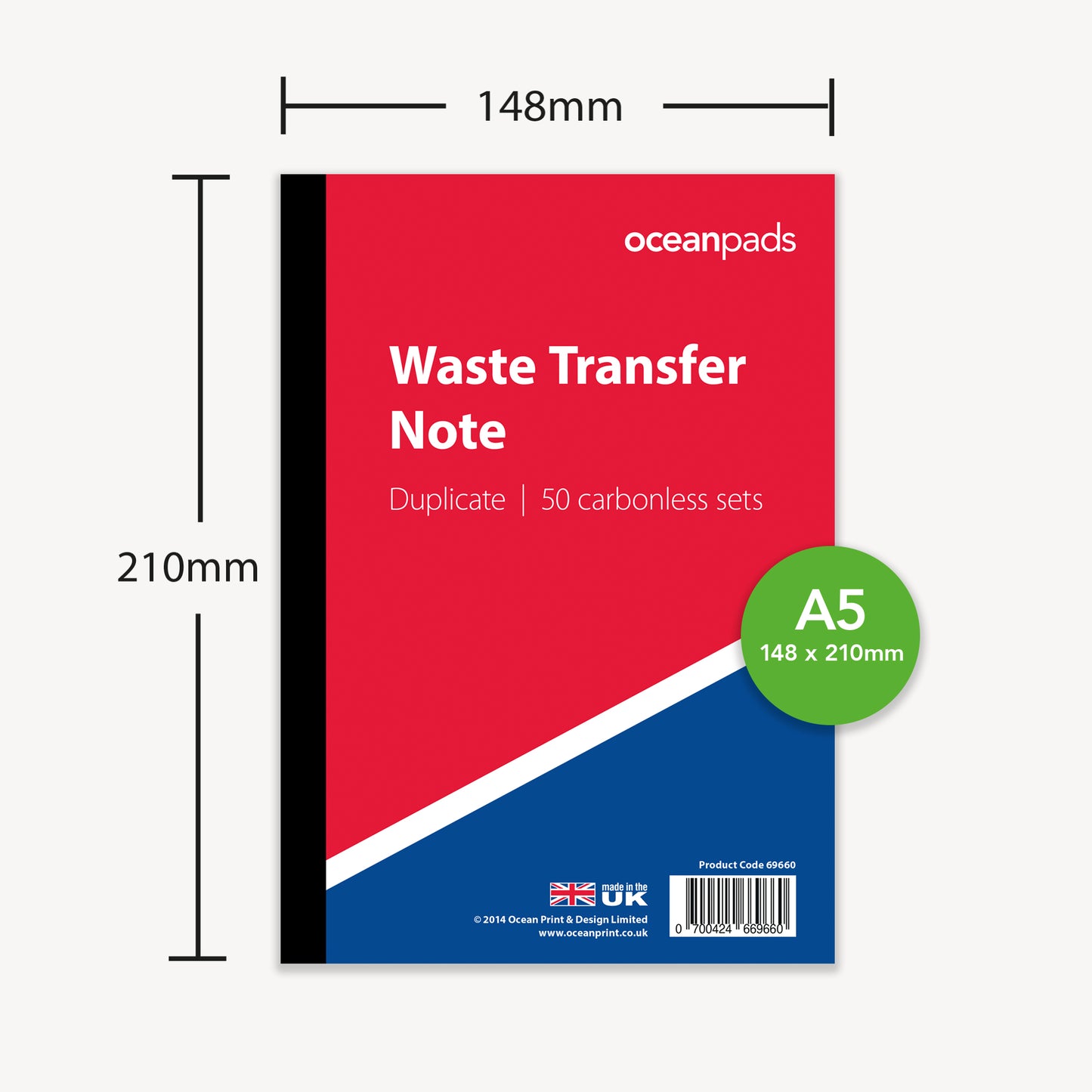 Waste Transfer Note, A5, Duplicate (69660)