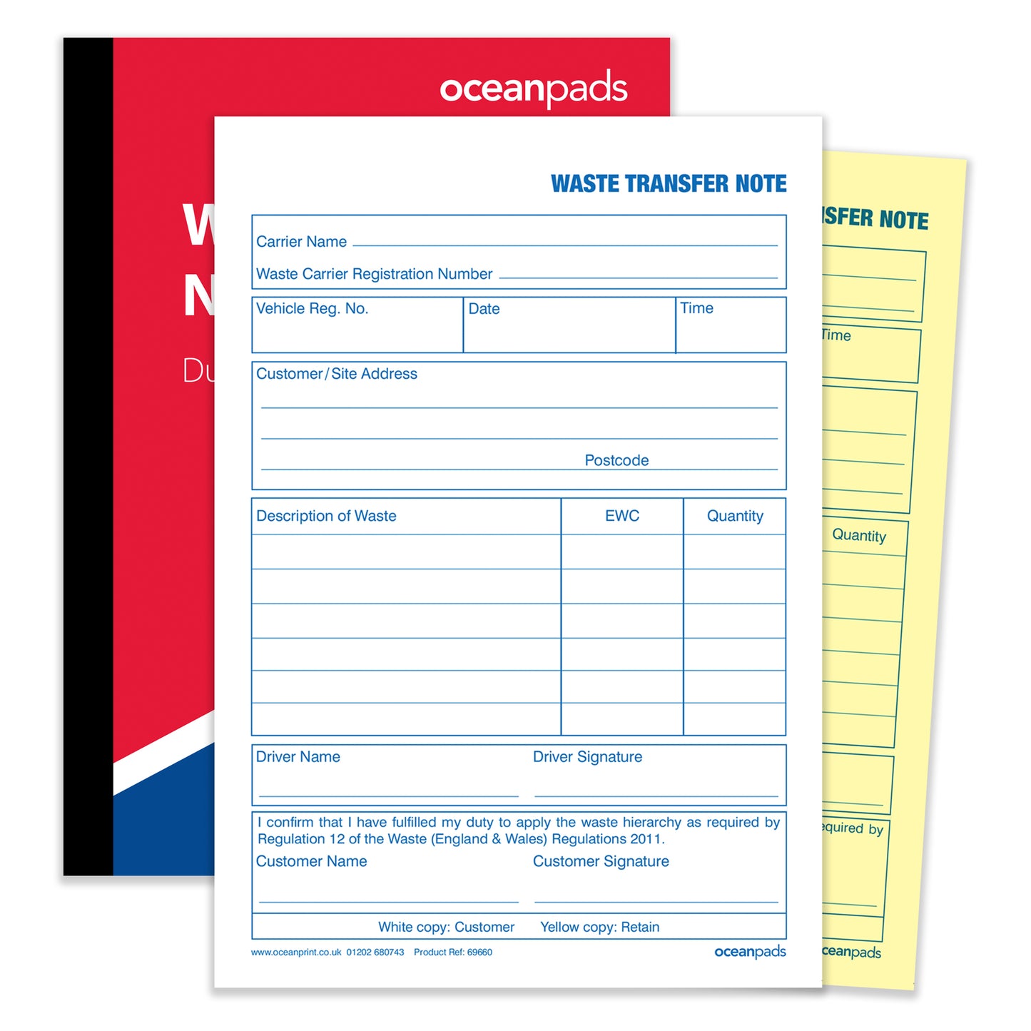 Waste Transfer Note, A5, Duplicate (69660)