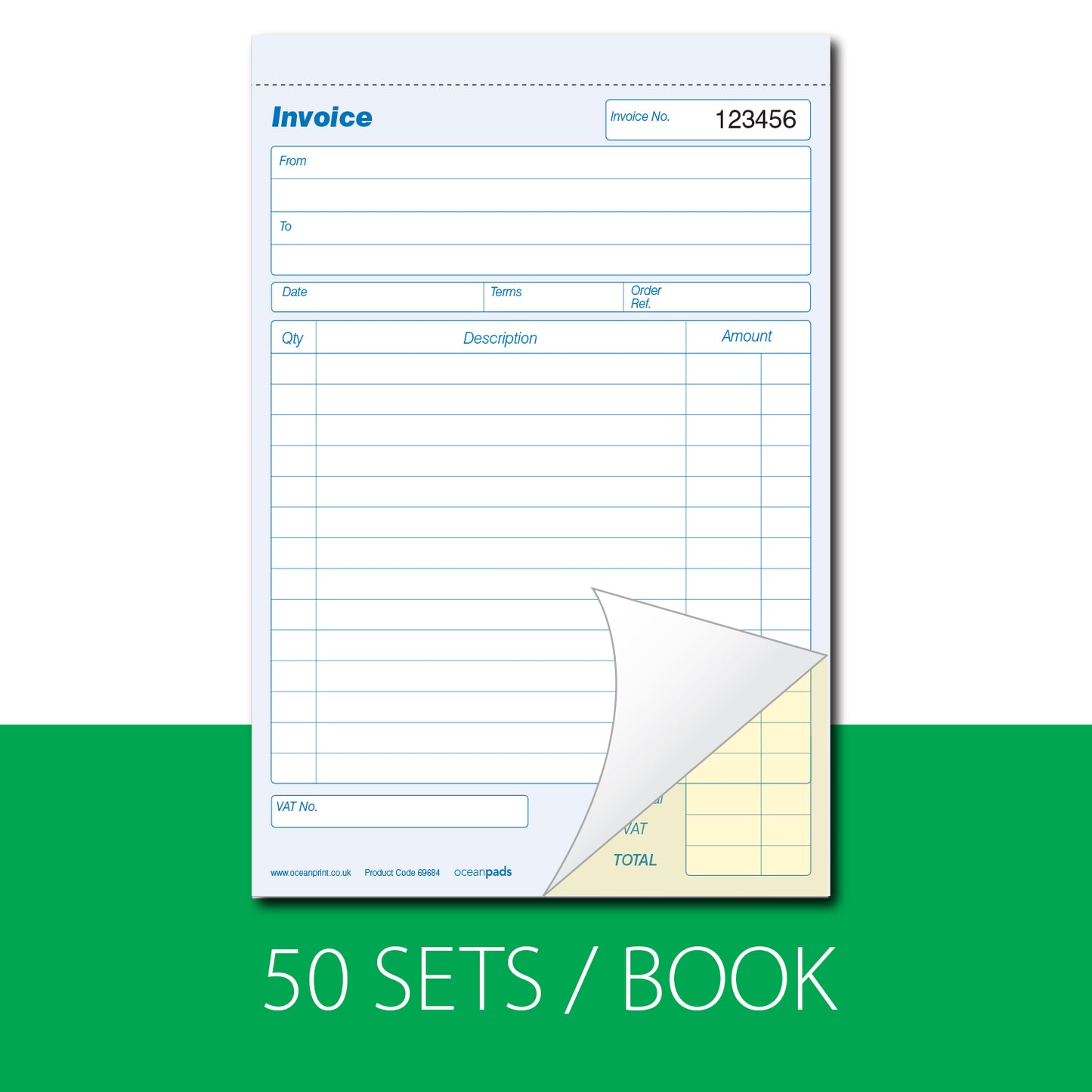 Invoice Book A5 Duplicate with VAT for Small Business Self Employed (69684)