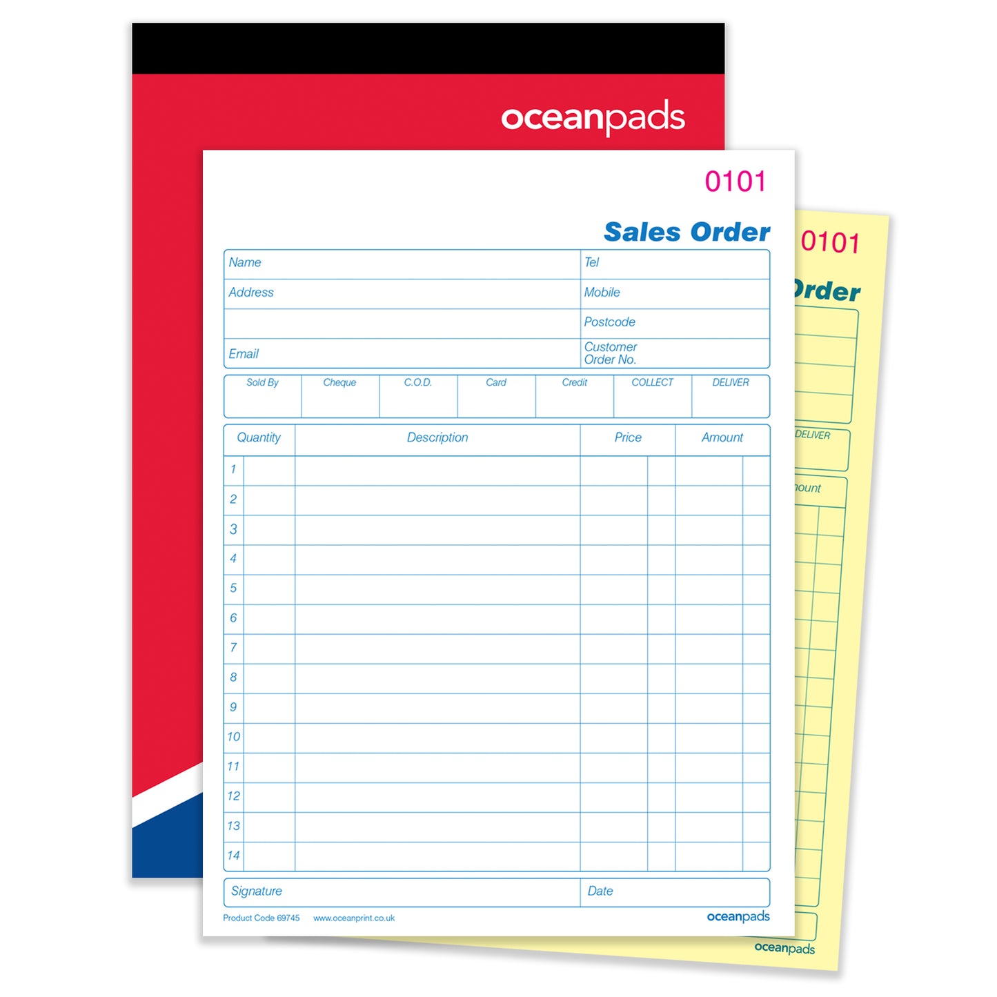 Duplicate Sales Order Book Carbonless (NCR) Pad 50 Sets - 137x203mm A5 Size