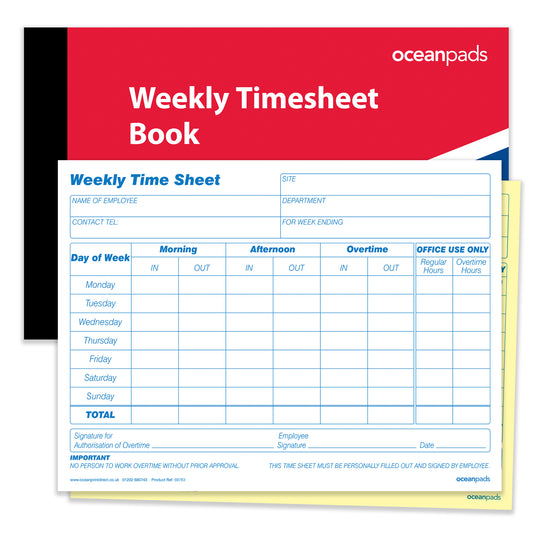 Weekly Employee Time Sheet Pad, Duplicate, A5