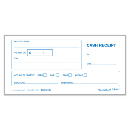 Cash Receipt Book for Schools, Businesses and Charities (69844)