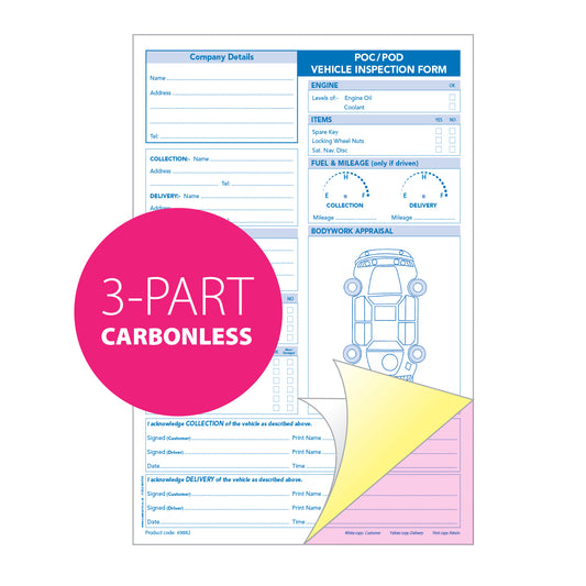 POC & POD Vehicle Inspection Pad, A4, Triplicate