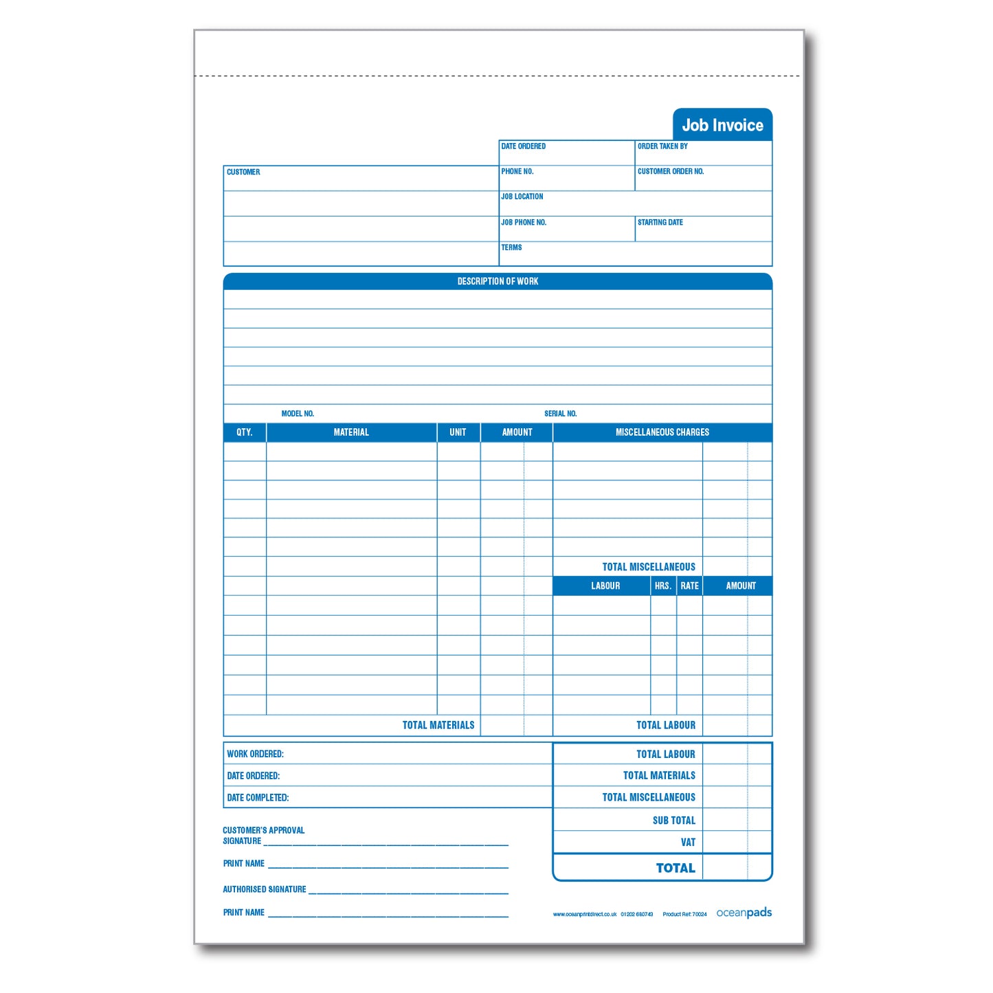 Job Invoice Book for Service and Repair Businesses, A4, Duplicate
