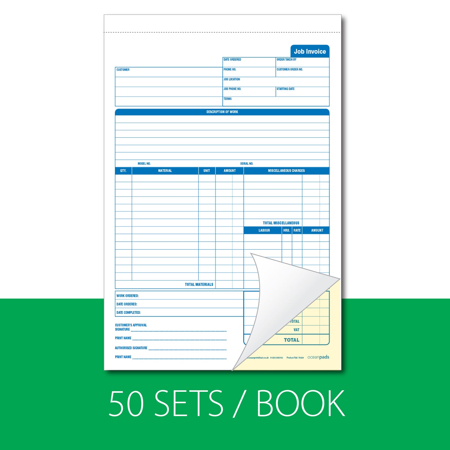 Job Invoice Book for Service and Repair Businesses, A4, Duplicate