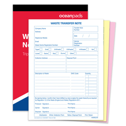 Waste Transfer Note A5 50 Sets Book 3-Part Carbonless Paper (70055)