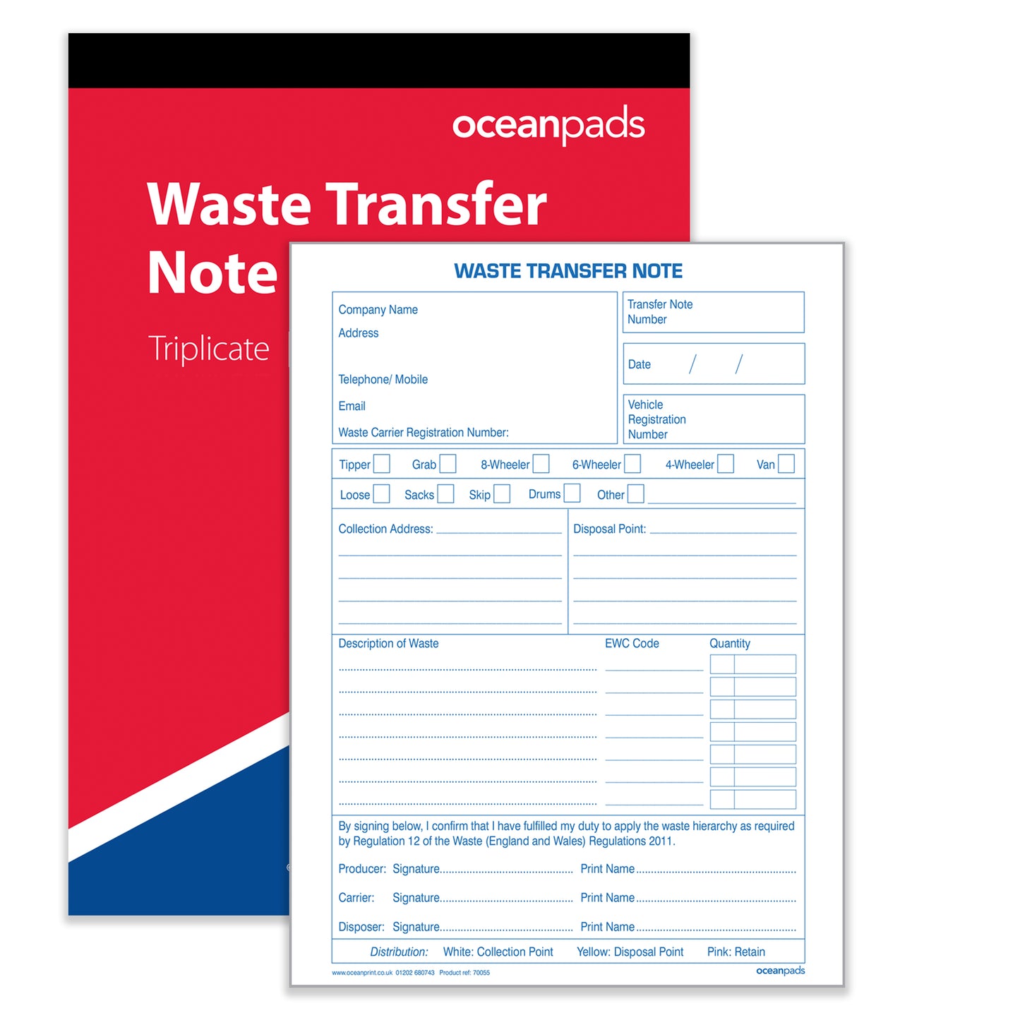 Waste Transfer Note A5 50 Sets Book 3-Part Carbonless Paper (70055)