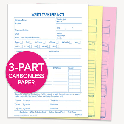 Waste Transfer Note A5 50 Sets Book 3-Part Carbonless Paper (70055)