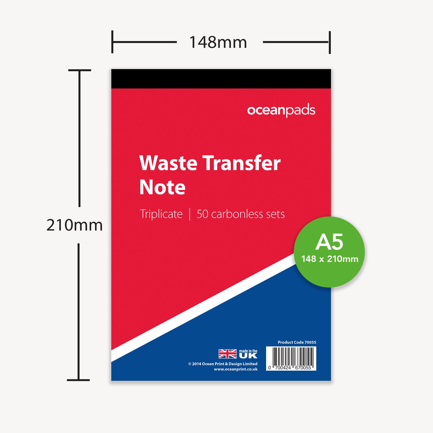 Waste Transfer Note A5 50 Sets Book 3-Part Carbonless Paper (70055)