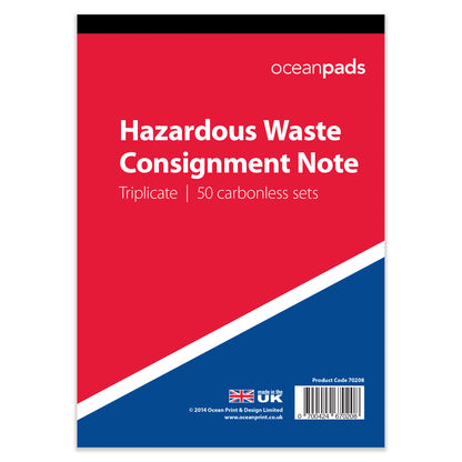 Environment Agency Hazardous Waste Consignment Note HWCN01v112 (70208)