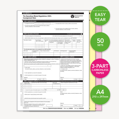 Environment Agency Hazardous Waste Consignment Note HWCN01v112 (70208)