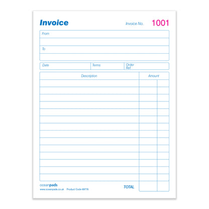 Small Invoice Book Duplicate Without VAT, A6 105 x 148mm, 2-Part Carbonless (70253)