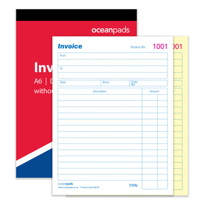 Small Invoice Book Duplicate Without VAT, A6 105 x 148mm, 2-Part Carbonless (70253)